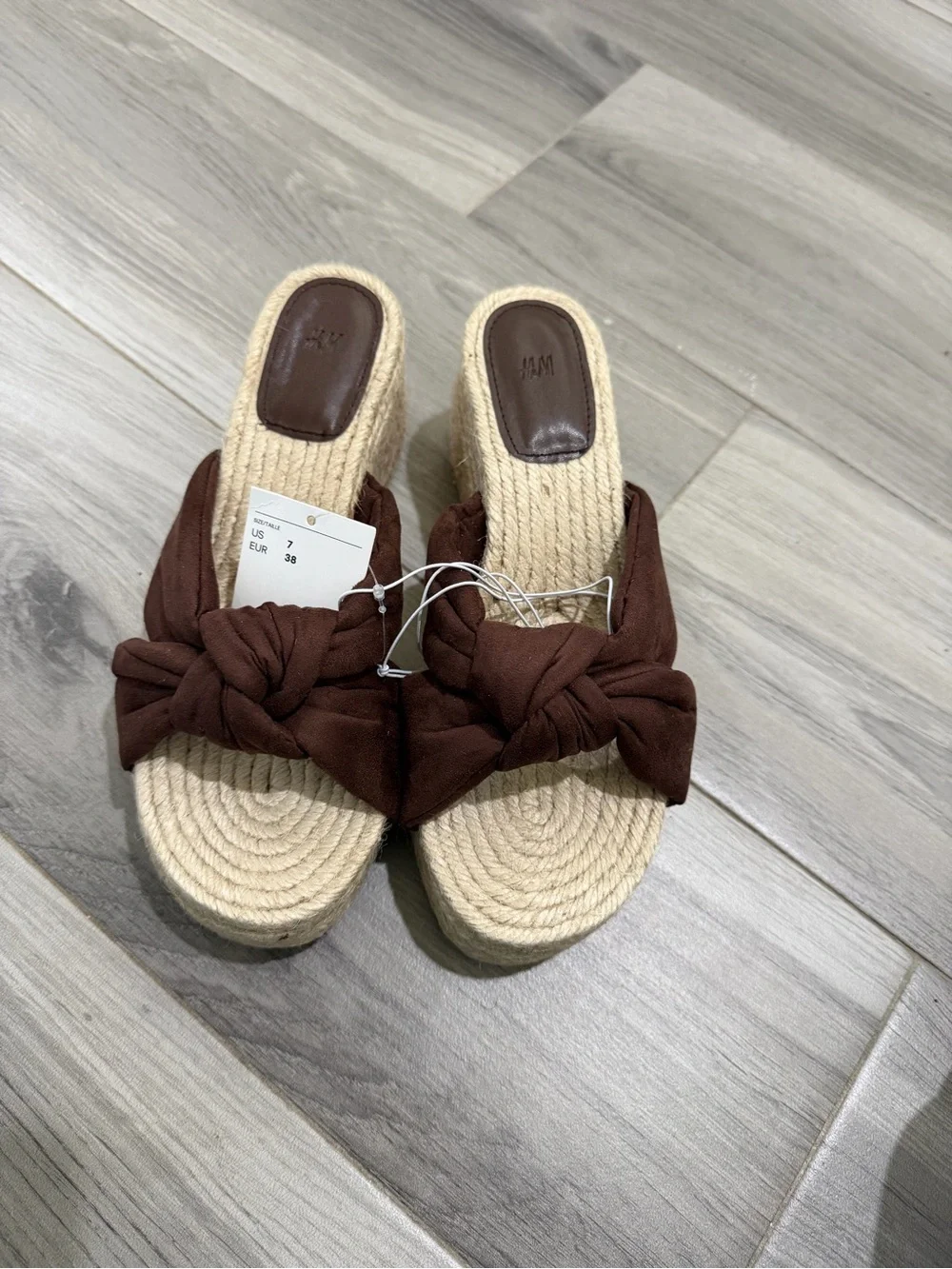 H&M Brown Knot Espadrille Platform Sandals